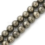 Natural Pyrite Beads Strands, Round, 6mm, Hole: 1mm, about 60~62pcs/strand, 14.96''(38cm)(G-A250-A01-02)