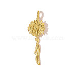 304 Stainless Steel Pendants, Flower Charms, Ion Plating(IP), Real 18K Gold Plated, 21x13mm(STAS-OY007-80G)