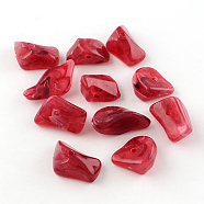 Chip Imitation Gemstone Acrylic Beads, Red, 19~28x14~19x6~13mm, Hole: 2mm(X-OACR-R021-08)
