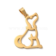 304 Stainless Steel Pendants, Laser Cut, Dog Charm, Real 18K Gold Plated, 27x19x1mm, Hole: 6x3mm(STAS-O005-15G)