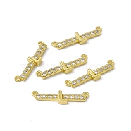 Rack Plating Brass Micro Pave Clear Cubic Zirconia Connector Charms, Real 18K Gold Plated, Long-Lasting Plated, Cadmium Free & Nickel Free & Lead Free, Letter Links, Letter.L, 6x24x2.5mm, Hole: 1.2mm(KK-C007-37G-L)