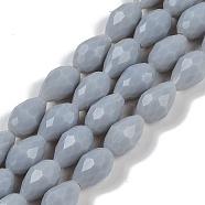 Opaque Solid Color Beads Strands, Faceted, Teardrop, Light Grey, 6x4mm, Hole: 0.9mm, about 65~67pcs/strand, 15.35~16.14 inch(39~41cm)(EGLA-N013-P4mm-D05)