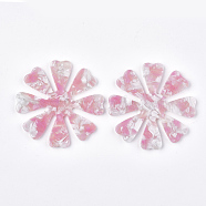Cellulose Acetate(Resin) Pendants, Flower, Pink, 46x46x2.5mm, Hole: 1.4mm(KY-S157-24C)