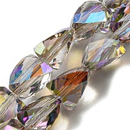 Transparent Electroplate Glass Beads Strands, Half Rainbow Plated, Faceted, Triangle, Medium Orchid, 7x6x4mm, Hole: 1mm, about 66~75pcs/strand, 19.09~21.18 inch(48.5~53.8cm)(GLAA-G116-03A-HR02)