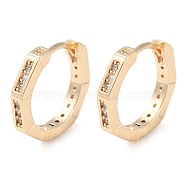 Brass Micro Pave Clear Cubic Zirconia Hoop Earrings, Polygon, Real 18K Gold Plated, 12.5x13.5x3mm(EJEW-S234-02G)