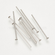 304 Stainless Steel Flat Head Pins, Stainless Steel Color, 40x0.7mm, 21 Gauge, about 454pcs/50g, Head: 1.5mm(X-STAS-S076-75-40mm)