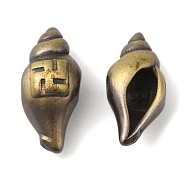 Rack Plating Brass Beads, Cadmium Free & Lead Free, Conch, Brushed Antique Bronze, 12.5x5.5x5mm, Hole: 1.6mm(KK-P276-03BAB)