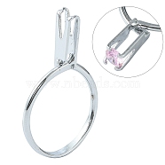 Zinc Alloy Cuff Ring Findings, Spring Type Ring Stone Holder, Ring Settings for Rhinestone, Platinum, Inner Diameter: 18~19mm, Support: 14x5.5mm(PALLOY-E005-01P-02)