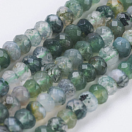 Natural Moss Agate Beads Strands, Faceted, Rondelle, 4~4.5x2~2.5mm, Hole: 1mm, about 150pcs/strand, 15.1  inch~15.3 inch(38.5~39cm)(G-K255-26B)