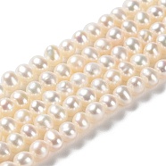 Natural Cultured Freshwater Pearl Beads Strands, Potato, Grade 3A++, PapayaWhip, 4~5x3.8~4.2mm, Hole: 0.5mm, about 100pcs/strand, 15.43 inch(39.2cm)(PEAR-E018-44)