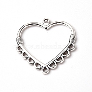 Tibetan Style Alloy Chandelier Component Links, Heart, Antique Silver, 28.5x26.5x1.5mm, Hole: 1.5mm, 1x2mm(PALLOY-WH0087-13)