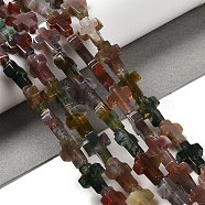 Natural Indian Agate Beads Strands, Cross, 14.5x11x4.5mm, Hole: 0.8mm, about 27pcs/strand, 15.35''(39cm)(G-I337-A04-02)