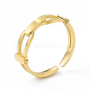 Ion Plating(IP) 304 Stainless Steel Cuff Ring for Women,  Clasp Shaped Open Rings, Real 14K Gold Plated, 2.5~5mm, Inner Diameter: US Size 7(17.4mm)(RJEW-C060-40G)