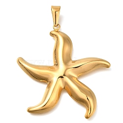 Ion Plating(IP) 304 Stainless Steel Pendants, Starfish Charms, Golden, 51.5x47x3mm, Hole: 9.5x4.5mm(STAS-Z113-20G)