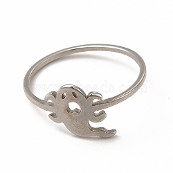 304 Stainless Steel Hollow Out Ghost Finger Ring for Women, Stainless Steel Color, Inner Diameter: 17.8mm(RJEW-K239-14P)