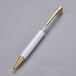 Creative Empty Tube Ballpoint Pens, with Black Ink Pen Refill Inside, for DIY Glitter Epoxy Resin Crystal Ballpoint Pen Herbarium Pen Making, Golden, White, 140x10mm(AJEW-L076-A33)