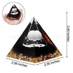 Orgone Pyramid Protection Crystal Gemstone Pyramid Reiki Positive Energy Pyramid Chakra Meditation Pyramid for Success Health Lucky Anti-Stress Decor Gift Collection (Black), 60x60x62mm(JX348A)