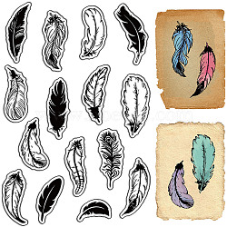 Custom PVC Plastic Clear Stamps, for DIY Scrapbooking, Photo Album Decorative, Cards Making, Stamp Sheets, Film Frame, Feather, 160x110x3mm(DIY-WH0439-0114)