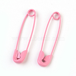 Iron Safety Pins, Pink, 30x7x2mm, Pin: 0.7mm(IFIN-F149-E15)