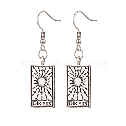 304 Stainless Steel Dangle Earrings, Alloy Tarot Card Pendant Earring for Women, The Sun XIX, 48mm, Pin: 0.8mm(EJEW-JE05180-02)