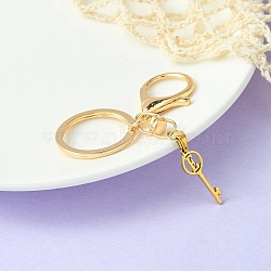 304 Stainless Steel Initial Letter Key Charm Keychains, with Alloy Clasp, Golden, Letter E, 8.8cm(KEYC-YW00004-05)