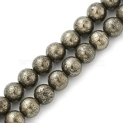 Natural Pyrite Beads Strands, Round, 6mm, Hole: 1mm, about 60~62pcs/strand, 14.96''(38cm)(G-A250-A01-02)
