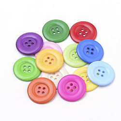 4-Hole Acrylic Buttons, Flat Round, Mixed Color, 25.5x3.5mm, Hole: 2mm(BUTT-Q038-25mm-M)