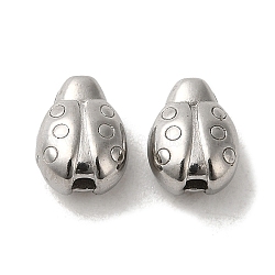 Non-Tarnish 304 Stainless Steel Beads, Ladybug, Stainless Steel Color, 7.5x6x4mm, Hole: 1.2mm(STAS-I203-33P)