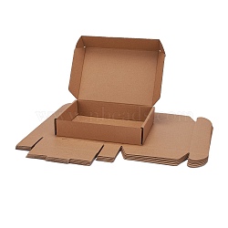 Kraft Paper Folding Box, Corrugated Board Box, Postal Box, Tan, 20x14x4cm(OFFICE-N0001-01B)