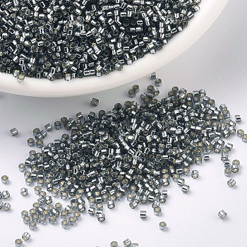 MIYUKI Delica Beads, Cylinder, Japanese Seed Beads, 11/0, (DB0048) Silver-Lined Grey, 1.3x1.6mm, Hole: 0.8mm, about 2000pcs/10g