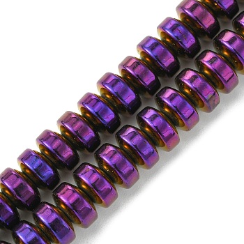 Synthetic Non-Magnetic Hematite Beads Strands, Disc, Heishi Beads, Purple Plated, 8x4.5mm, Hole: 1.1mm, about 87pcs/strand, 16.06''(40.8cm)