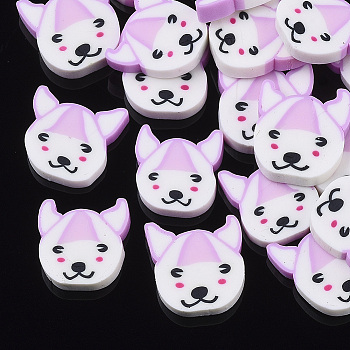 Handmade Polymer Clay Puppy Cabochons, Chihuahua Dog, Colorful, 9~10x9~10x1.5~2mm, about 3200~4000pcs/800g