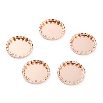 304 Stainless Steel Cabochon Settings, Lace Edge Bezel Cups, Flat Round, Rose Gold, 17x2mm Tray: 14mm