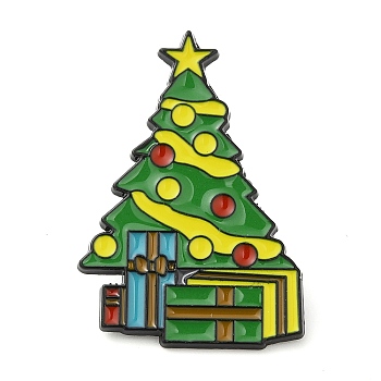 Enamel Pin, Electrophoresis Black Plated Alloy Badge for Backpack Clothes, Christmas Tree, 33.5x22.5x1.5mm