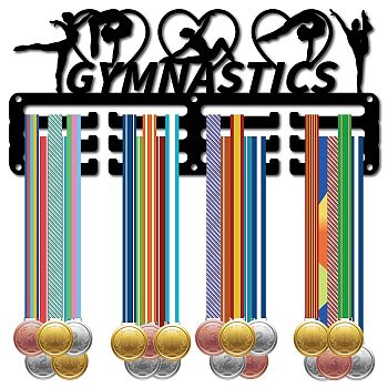 Sports Theme Iron Medal Hanger Holder Display Wall Rack, 3-Line, with Screws, Gymnastics, Heart, 130x290mm