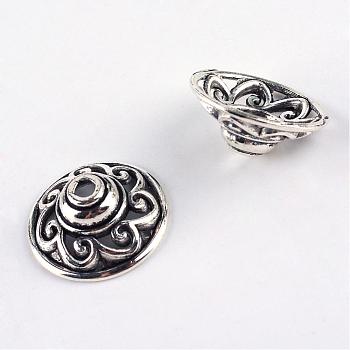 Tibetan Style Alloy Bead Caps, Cadmium Free & Lead Free, Antique Silver, 14.5x6mm, Hole: 2mm, about 1210pcs/1000g