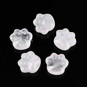 Natural Quartz Crystal Cat Paw Print Figurines, for Home Office Desktop Decoration, 27.5~28x29.5~30x13~14mm