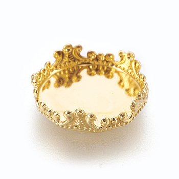 Brass Lace Edge Bezel Cups, Cabochon Settings, Golden, Tray: 15mm, 16x4.5mm