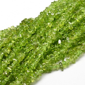Natural Olive Quartz Chip Beads Strands, 5~14x4~10mm, Hole: 1mm, about 15.5 inch~16.1 inch
