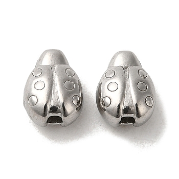 304 Stainless Steel Beads, Ladybug, Stainless Steel Color, 7.5x6x4mm, Hole: 1.2mm