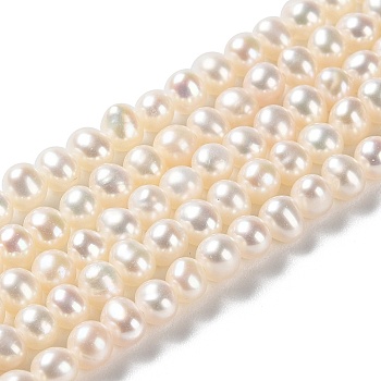 Natural Cultured Freshwater Pearl Beads Strands, Potato, Grade 3A++, PapayaWhip, 4~5x3.8~4.2mm, Hole: 0.5mm, about 100pcs/strand, 15.43 inch(39.2cm)