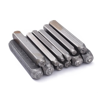 Iron Seal Stamps, Stamping Tools, for Leather Craft, Cuboid with Mixed Shapes Pattern, Gunmetal, 61.5~64.5x6~10x6~10mm