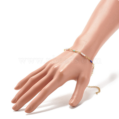 Imitation Pearl & Glass Seed Beaded Chain Bracelet for Women(BJEW-JB07741)-3