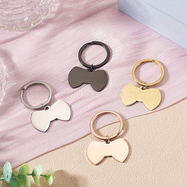 4Pcs 4 Styles Stainless Steel Keychains(KEYC-TA0004-81D)-4