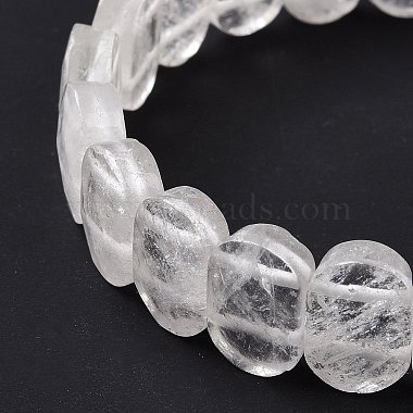 Natural Quartz Crystal Oval Beaded Stretch Bracelet(G-E010-01P)-4