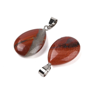 Teardrop Natural Red Rainbow Jasper Pendants(G-Q368-20)-2