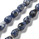 perles de jaspe tache bleue naturelle(G-P520-B21-01)-1