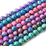 Dyed Natural Magnesite Beads Strands, Round, Mixed Color, 8mm, Hole: 1.2mm, about 50pcs/strand, 15.63~15.87 inch(39.7~40.3cm)(G-L617-D01-8mm)