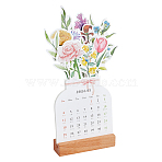 2026 Year Flower Desktop Calendar with Wood Base, Vase Shape New Year Monthly Planning Calendar, Mixed Color, 110~227x100x0.3mm(AJEW-WH0481-421A)