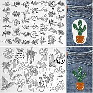 Bohemian Style Water Soluble Fabric, Wash Away Embroidery Stabilizer, Cactus, 297x210mm, 2 sheets/set(PW-WG52032-01)